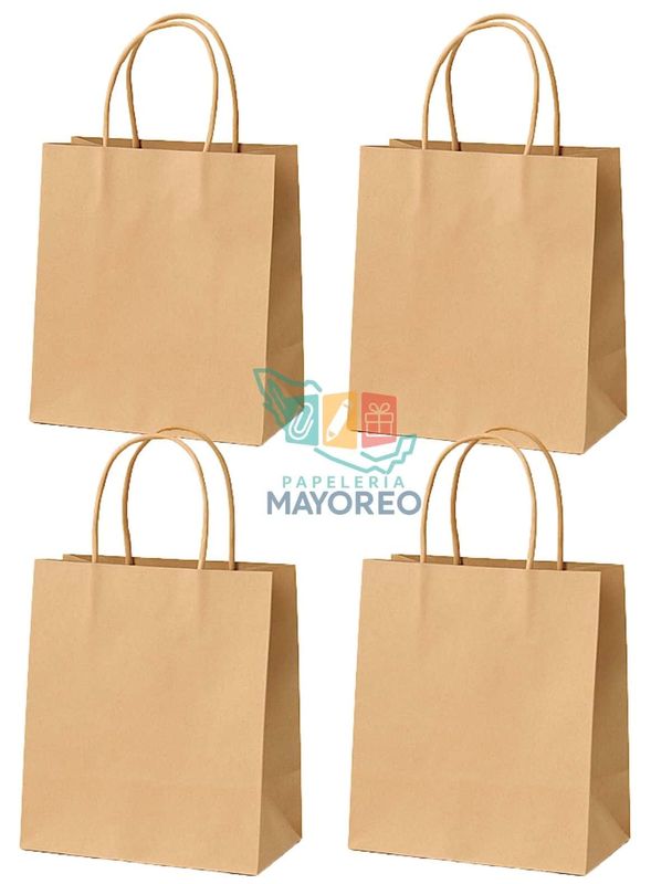 Bolsa Kraft con asa 9 pzas 33x26cm