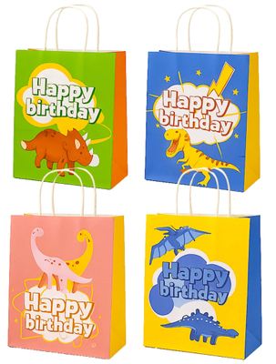 Bolsa Kraft con Asa dinosaurios 9 pzas 22x16cm