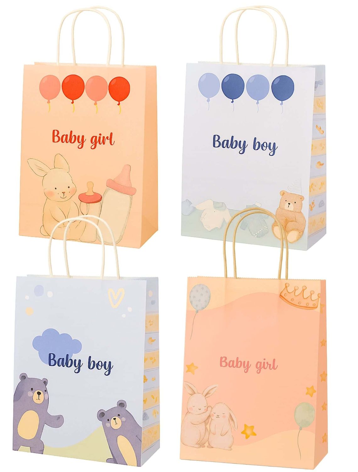 Bolsa Kraft con Asa Bebe 9 pzas 22x16cm