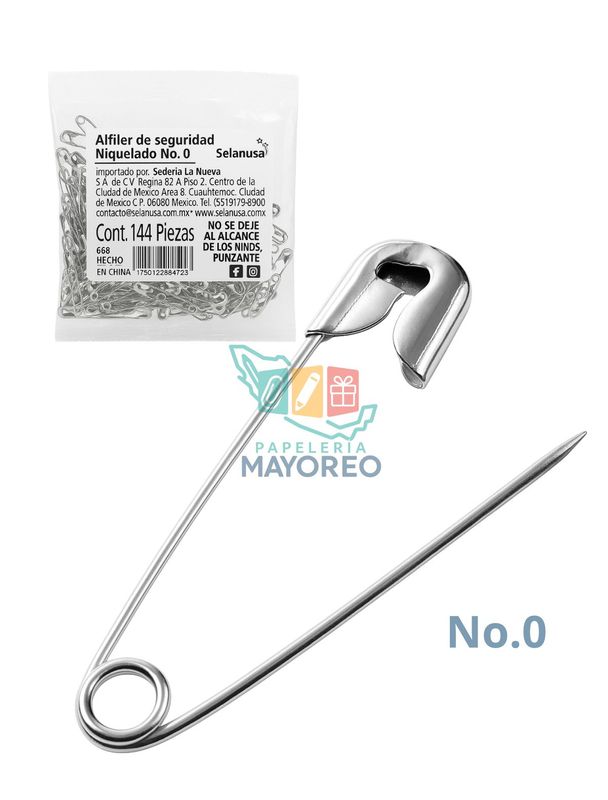 Alfiler de seguridad plata c/144 #0 Selanusa