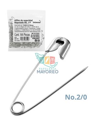 Alfiler de seguridad plata c/144 #2/0 Selanusa