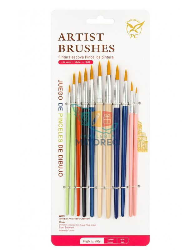 Set de pinceles sintéticos Harty con 12