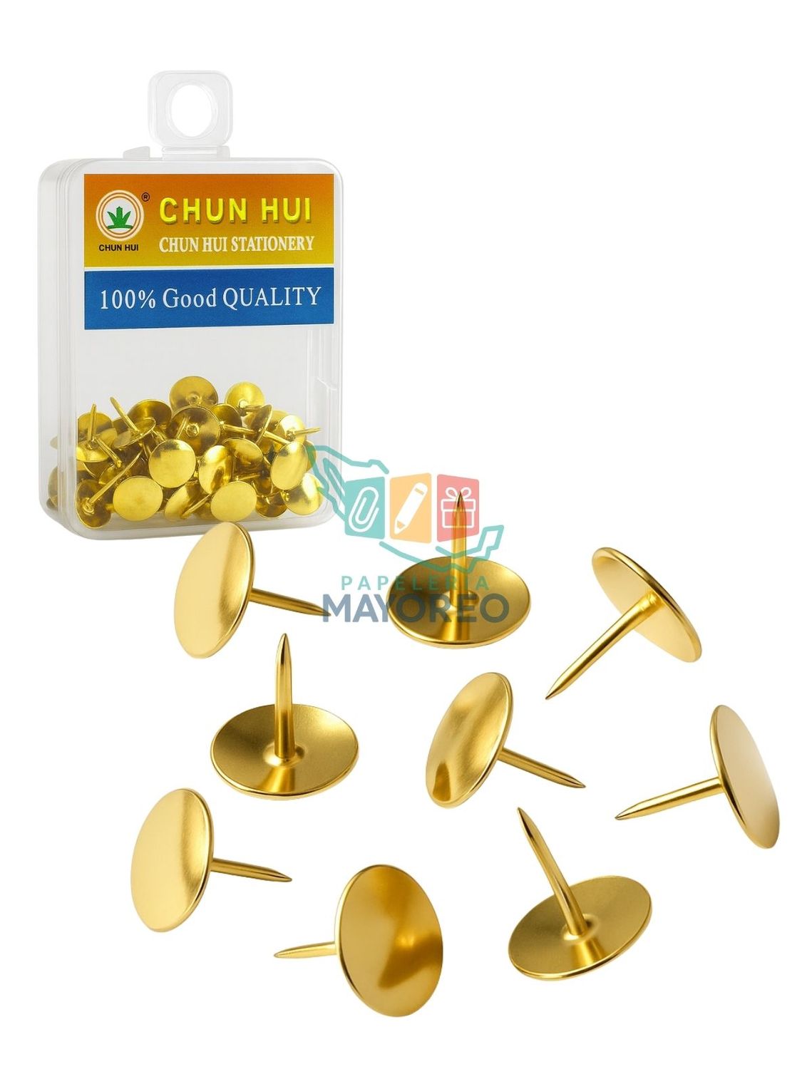 Chinchetas oro cabeza corta con 80 piezas