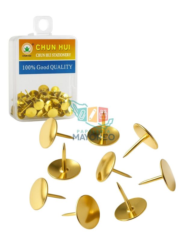 Chinchetas oro cabeza corta con 80 piezas