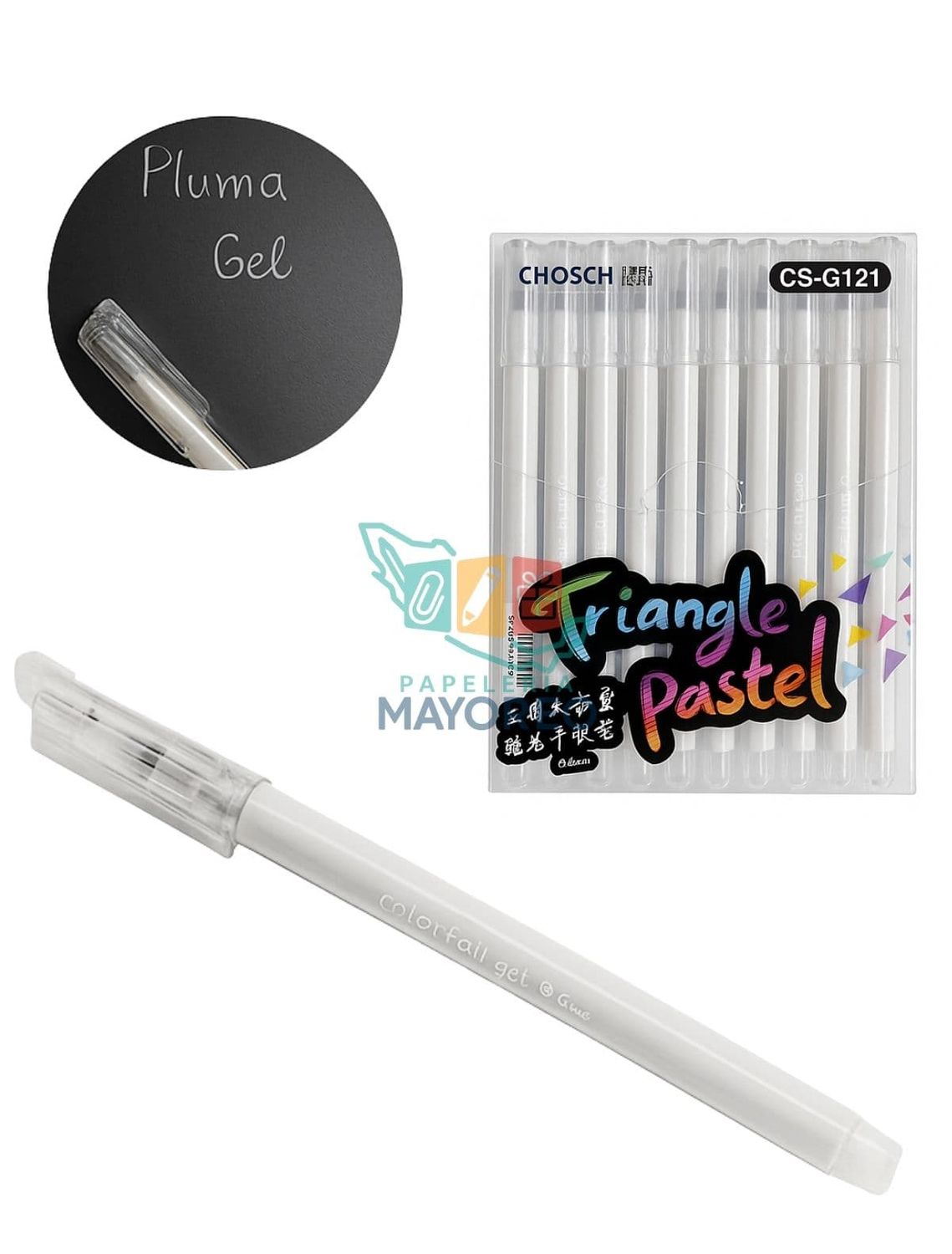 Bolígrafo de gel blanco 0.6mm con 12 piezas