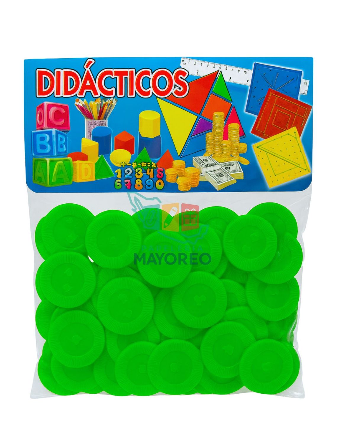 Ficha plástica c/100 verde limon