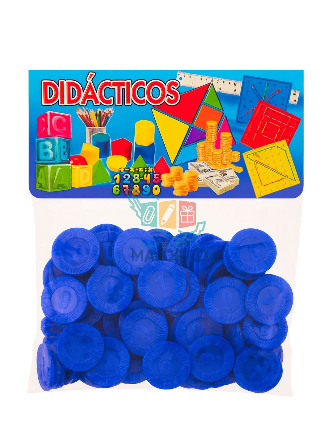 Ficha plástica c/100 azul rey