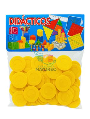 Ficha plástica c/100 amarilla