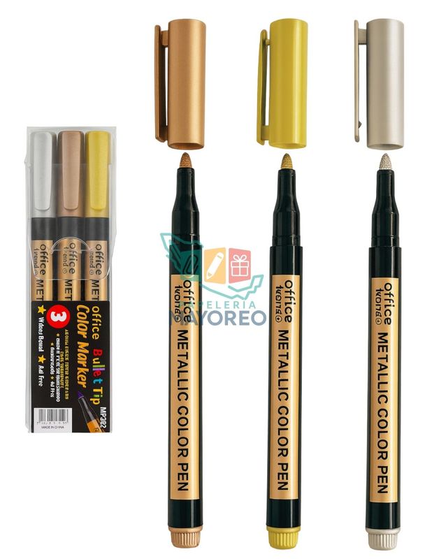 Marcador Metálico c/3 piezas Oro, Plata y Bronce