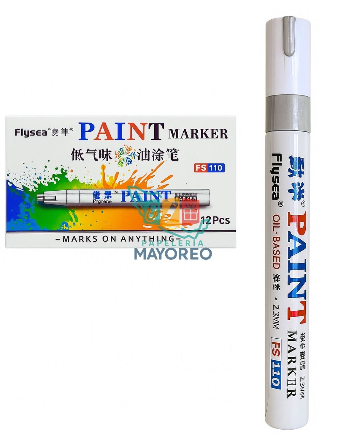 Marcador plata 2-3 mm con 6 piezas Paint  Marker
