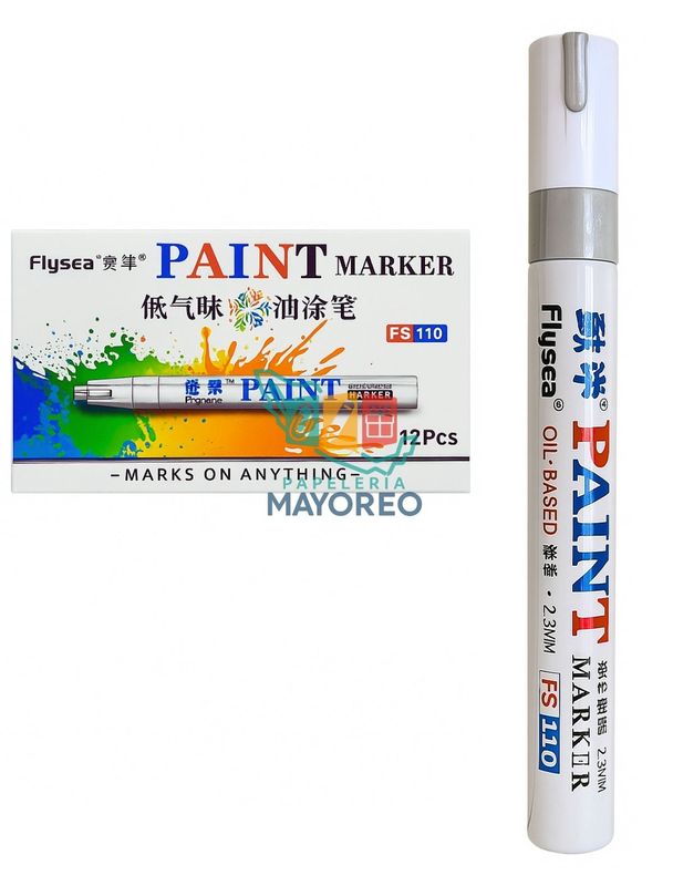 Marcador plata 2-3 mm con 6 piezas Paint  Marker