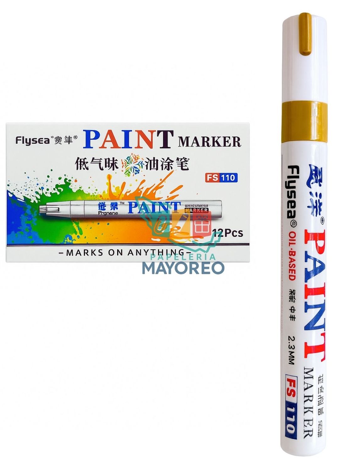 Marcador Dorado  2-3 mm con 6 piezas Paint  Marker