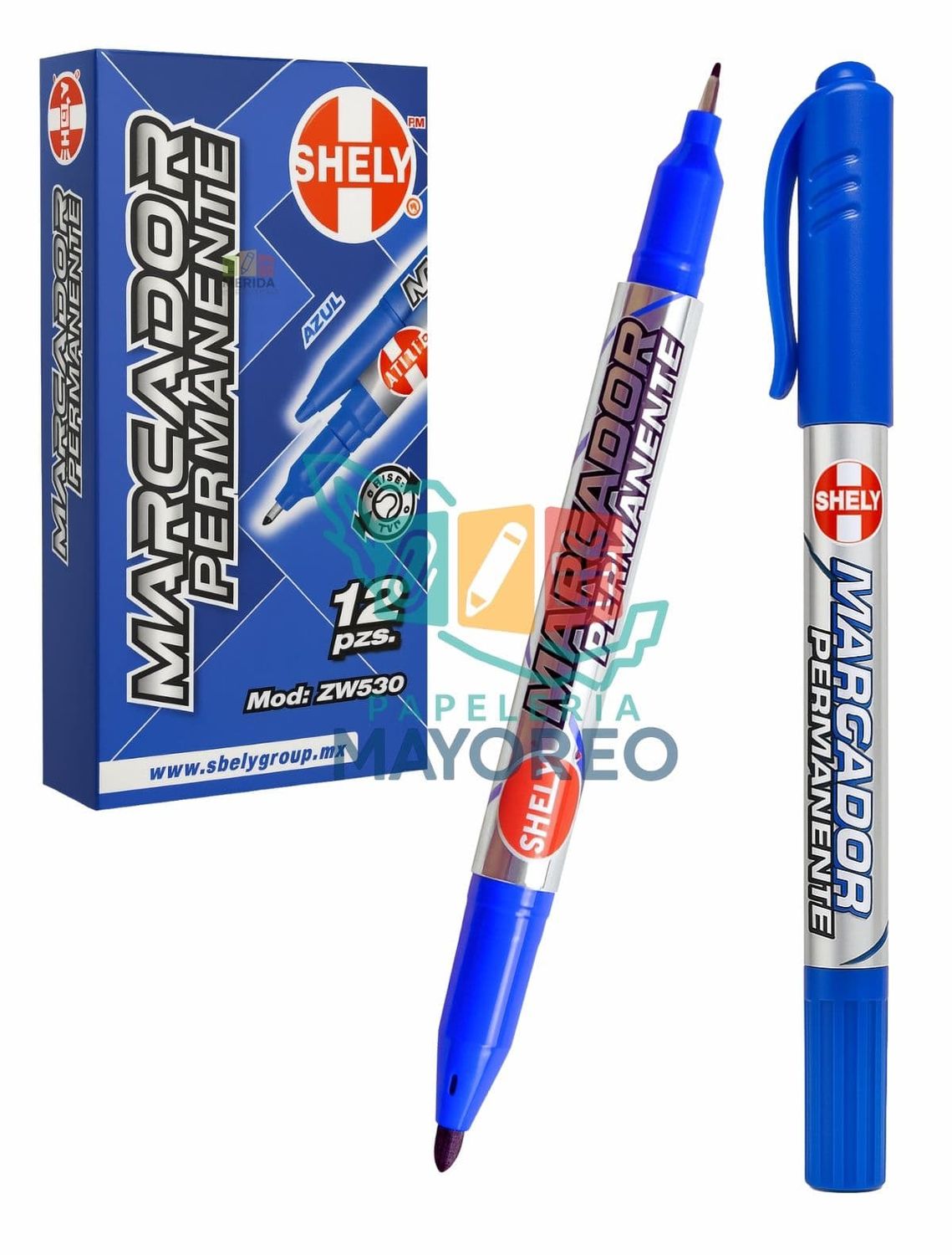 Marcador Permanente SHELY ZW630 Azul 12 pzas