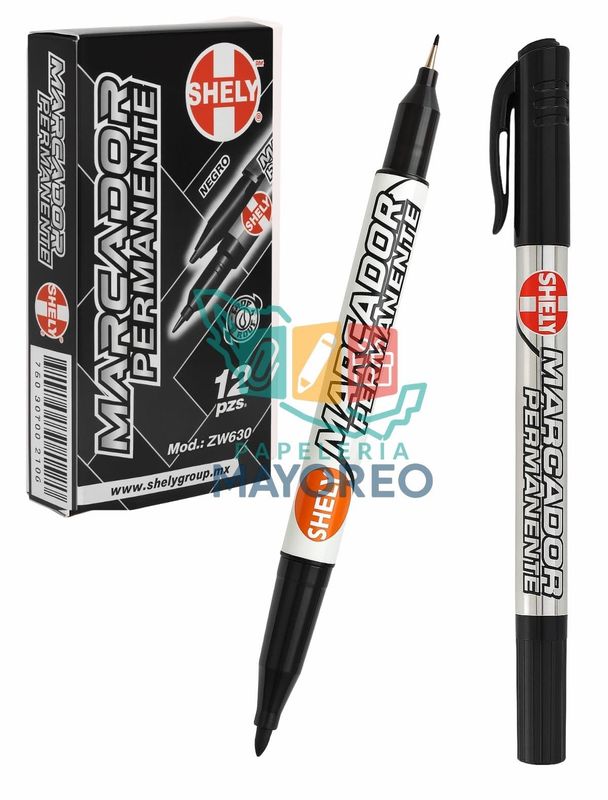 Marcador Permanente SHELY ZW630 Negro 12 pzas