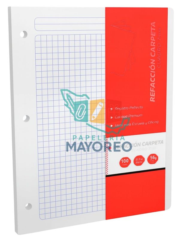 Refacción para Carpeta Cuadro 7mm – Paq con 100 Hojas