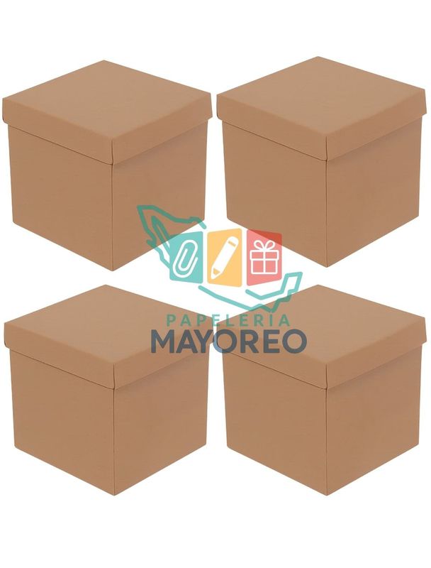 Caja Cubo Kraft 15 cm c/4 pzas