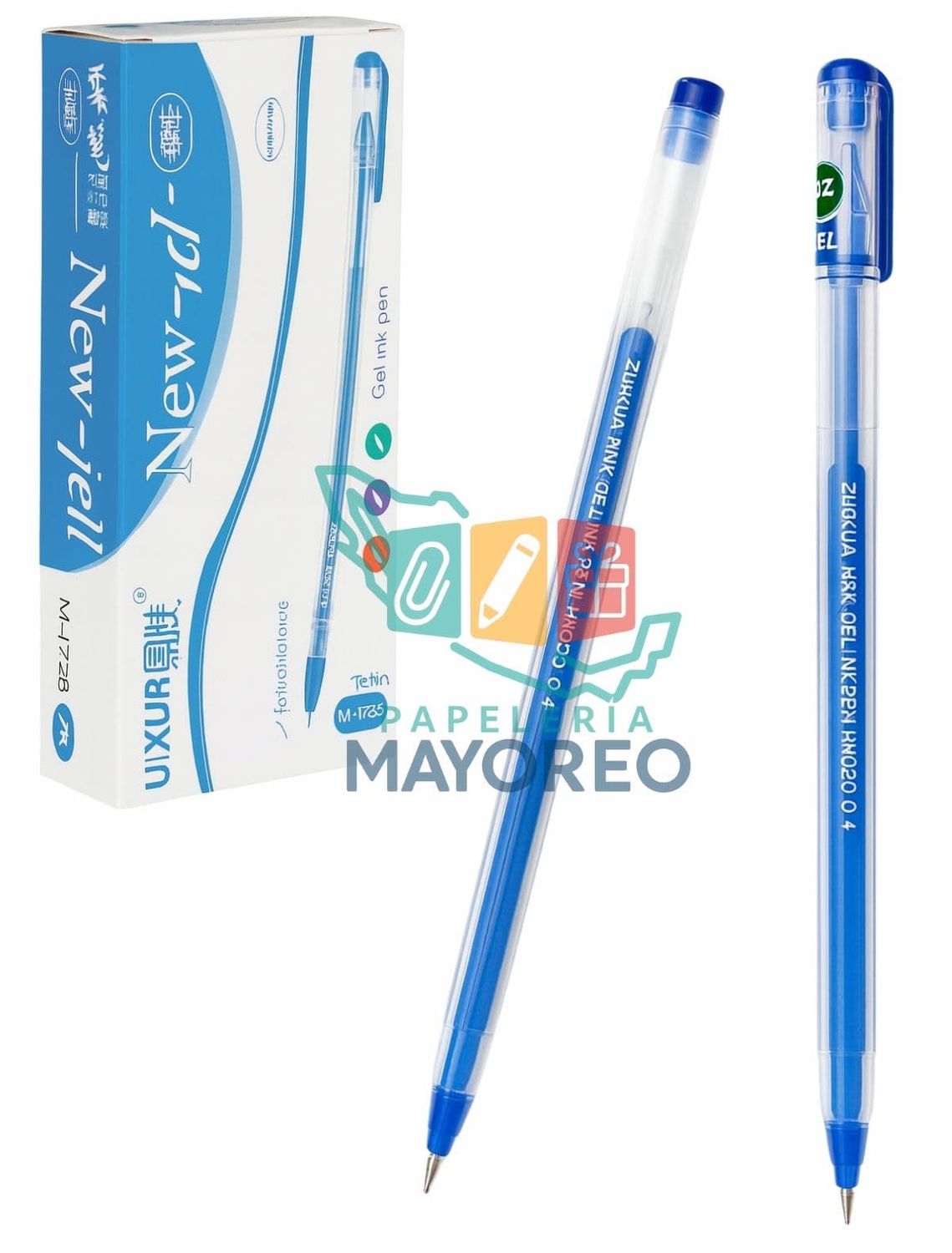 Bolígrafo c/12 Gel Azul – Punta fina .04