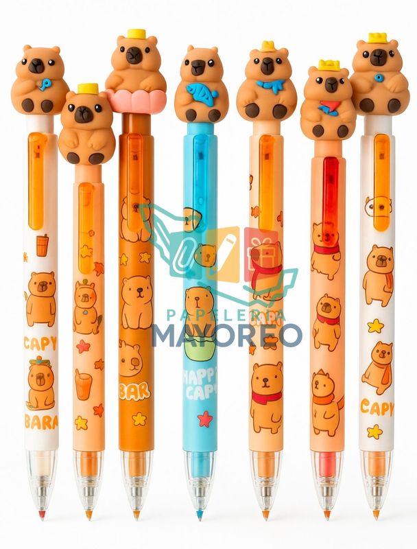 Bolígrafo c/6 Capibara – Punta de gel kawaii Bolígrafo c/6 Capibara – Punta de gel kawaii