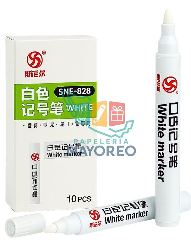 Marcador c/10 Tinta Blanca Base Agua