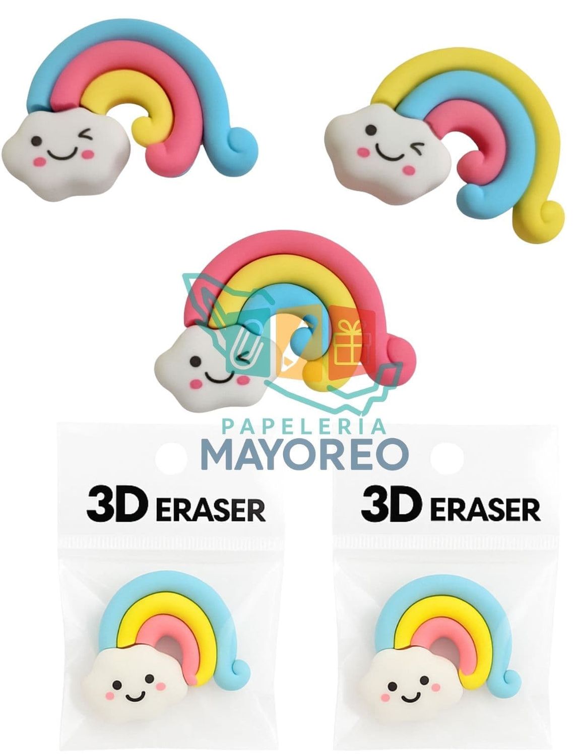 Borradores c/6 Arcoíris 3D – Modelos Surtidos