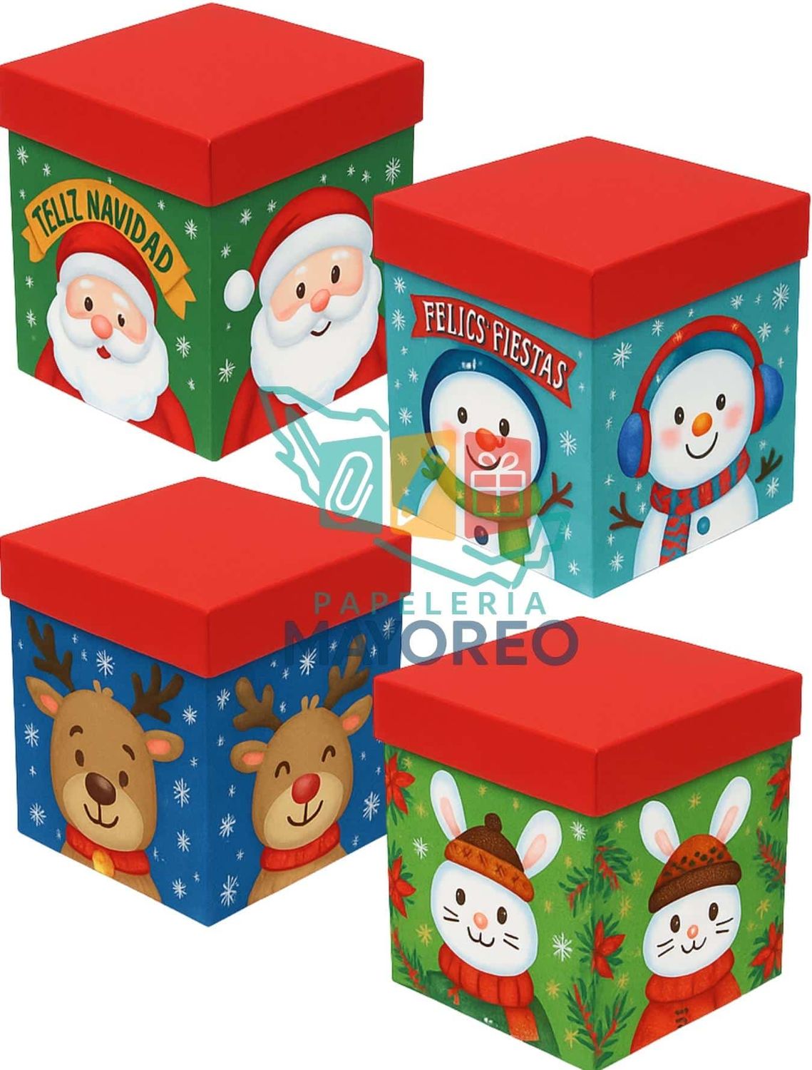 Cajas c/4 Navideñas 15×15 cm Villancicos Gruesas