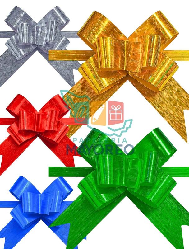 Moños c/50 Holográfico Lluvia Med Surtido