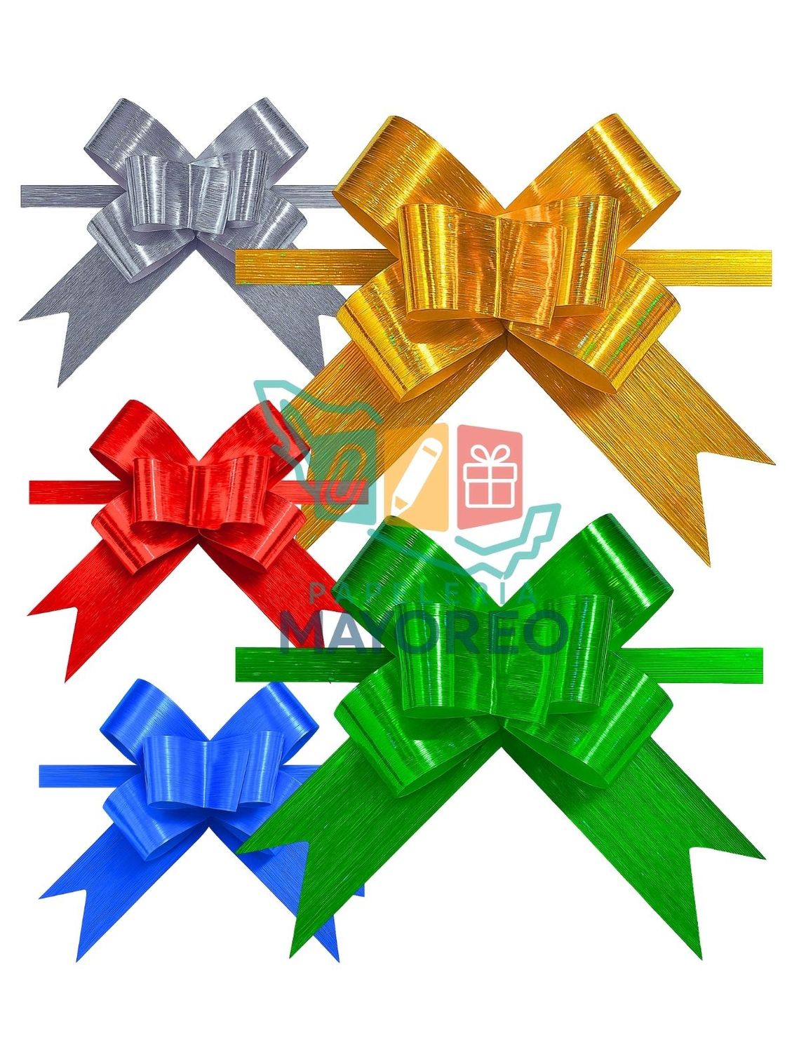 Moños c/50 Mini Holográfico Lluvia Ribocel