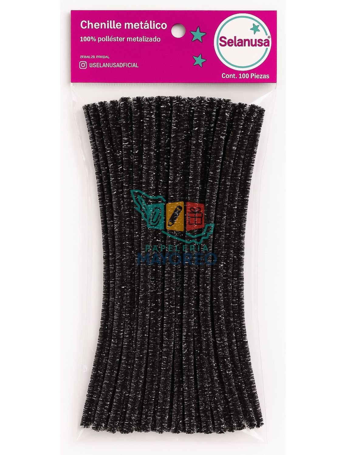 limpiapipas metalico Negro c/100