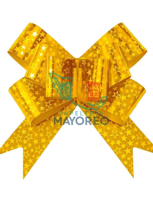 Moños c/50 Estrellas Metálico Dorado Med