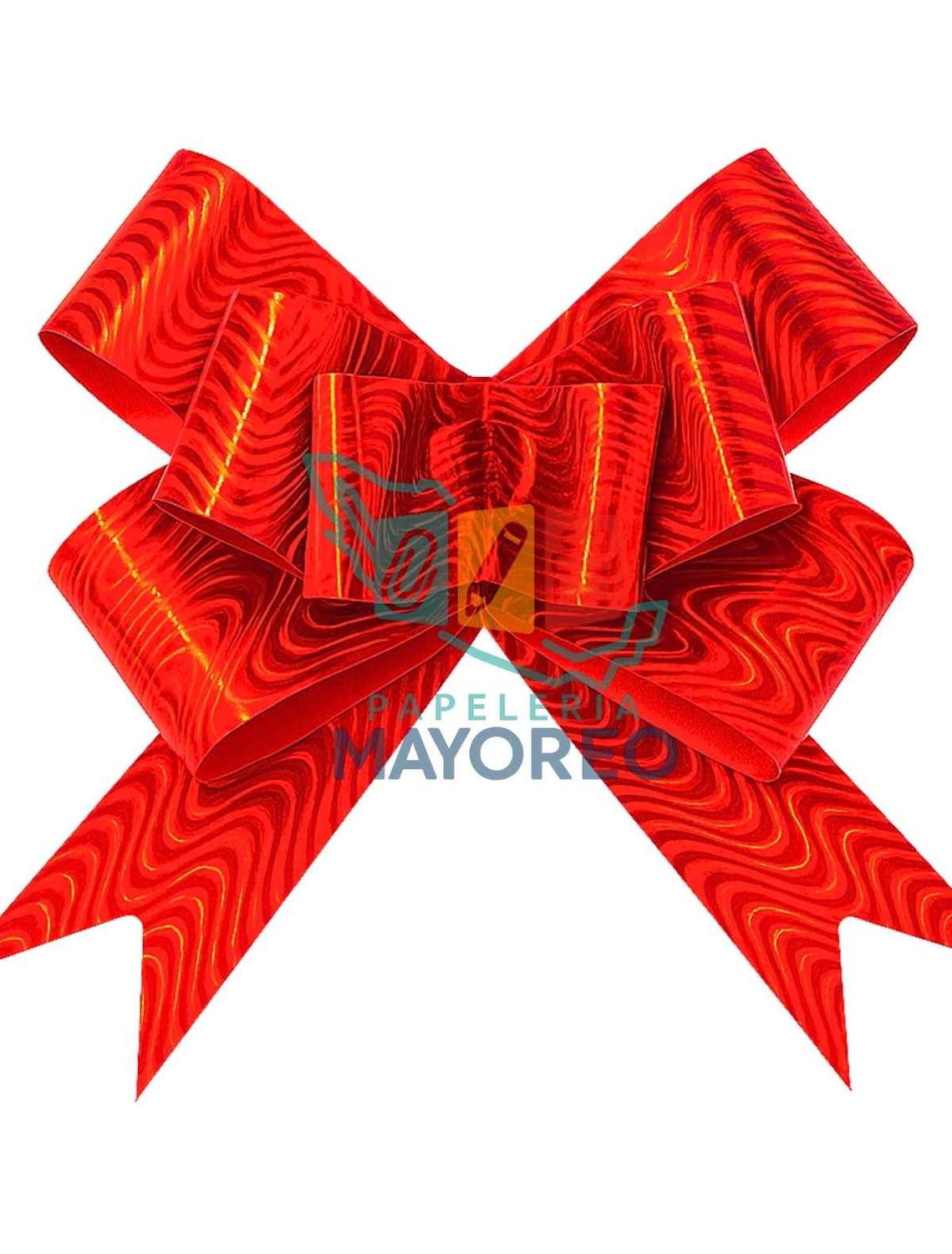 Moños c/50 Ondas Metálico Rojo Med