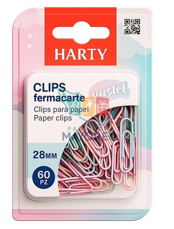 Clips c/60 pzas 28 mm Harty Colores