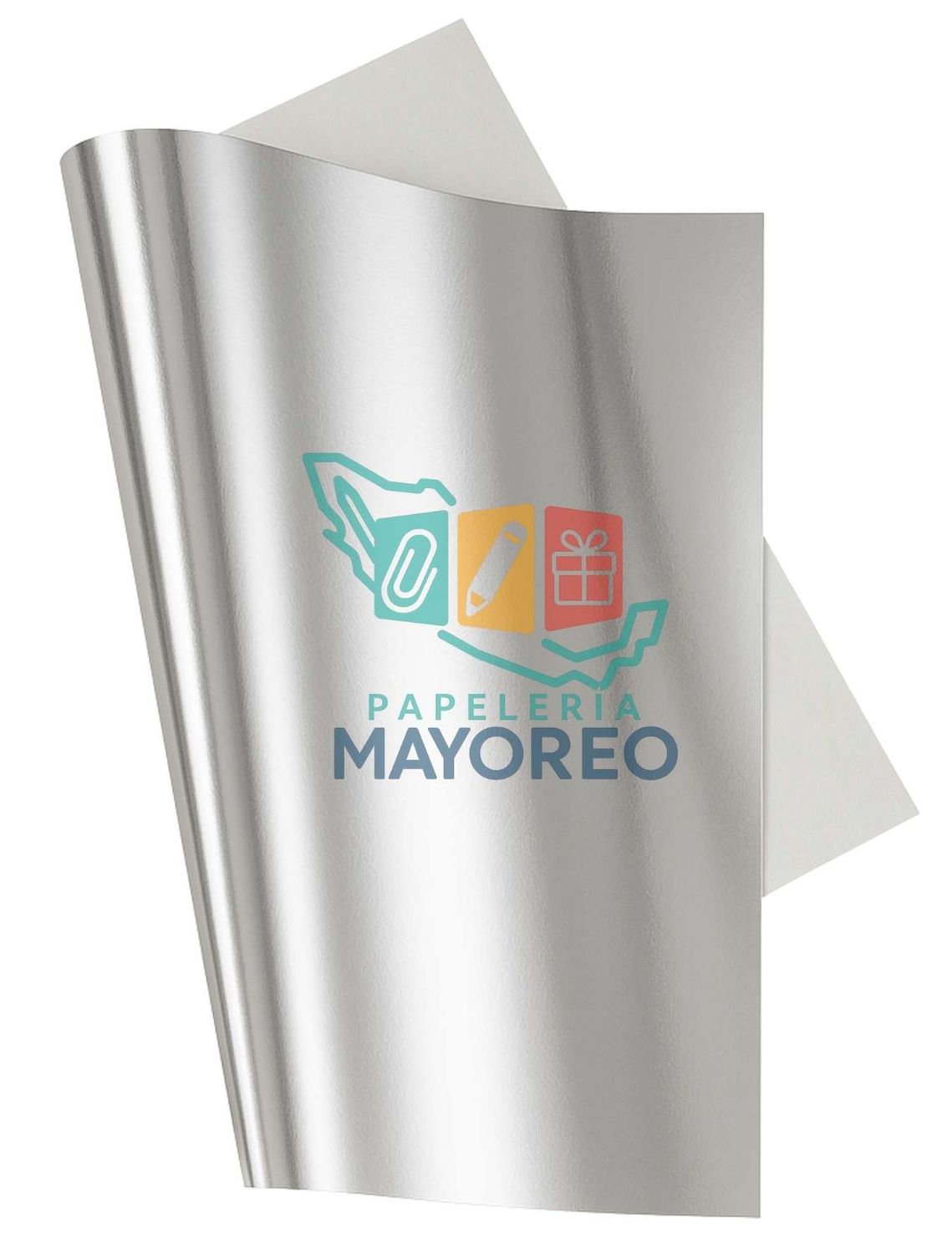 Papel Metálico Liso Plata c/10 Pliegos 70×53 cm