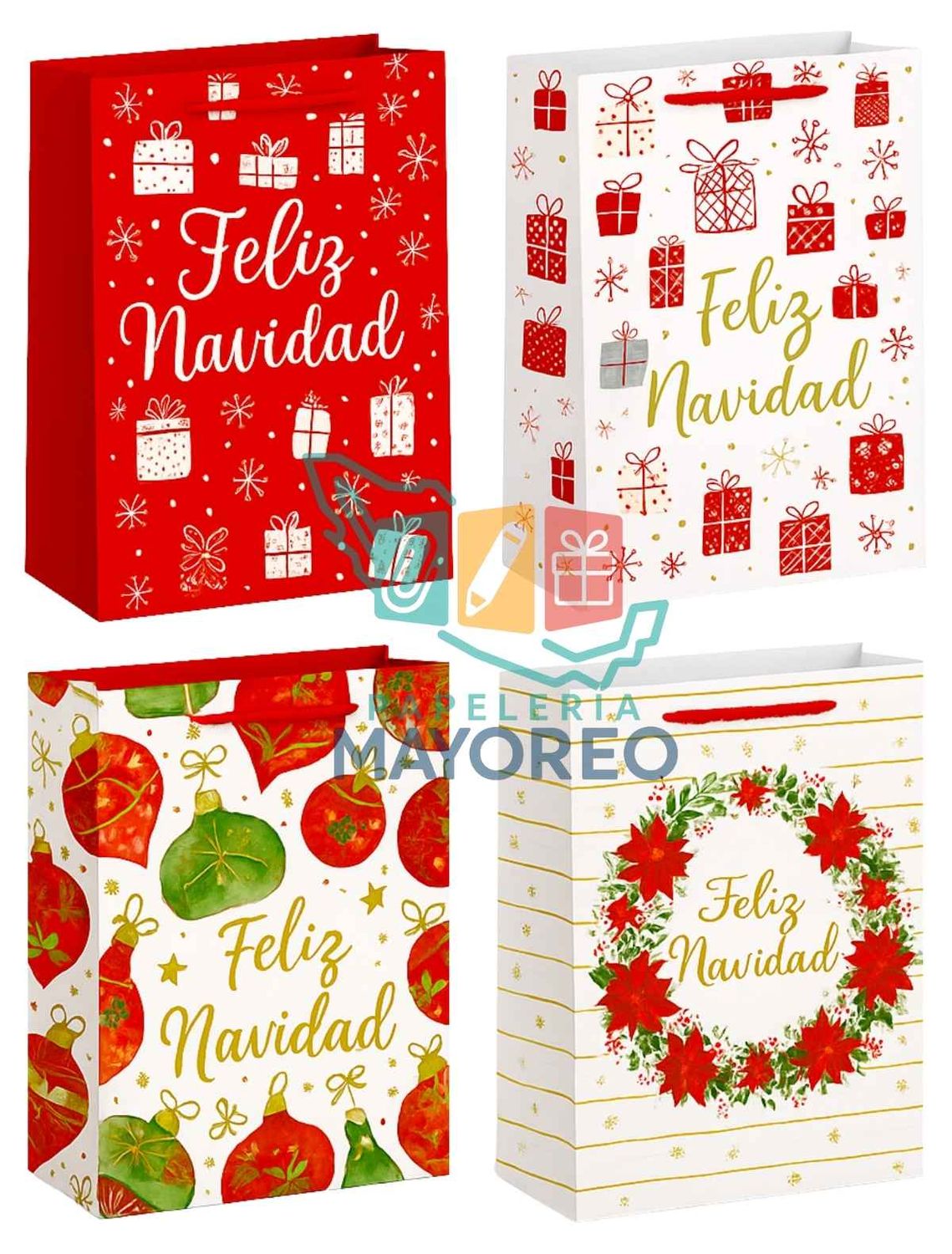 Bolsas Chicas c/9 Padcolor Blanca Navidad  22×15 cm