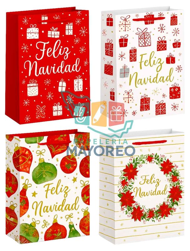Bolsas Chicas c/9 Padcolor Blanca Navidad  22×15 cm