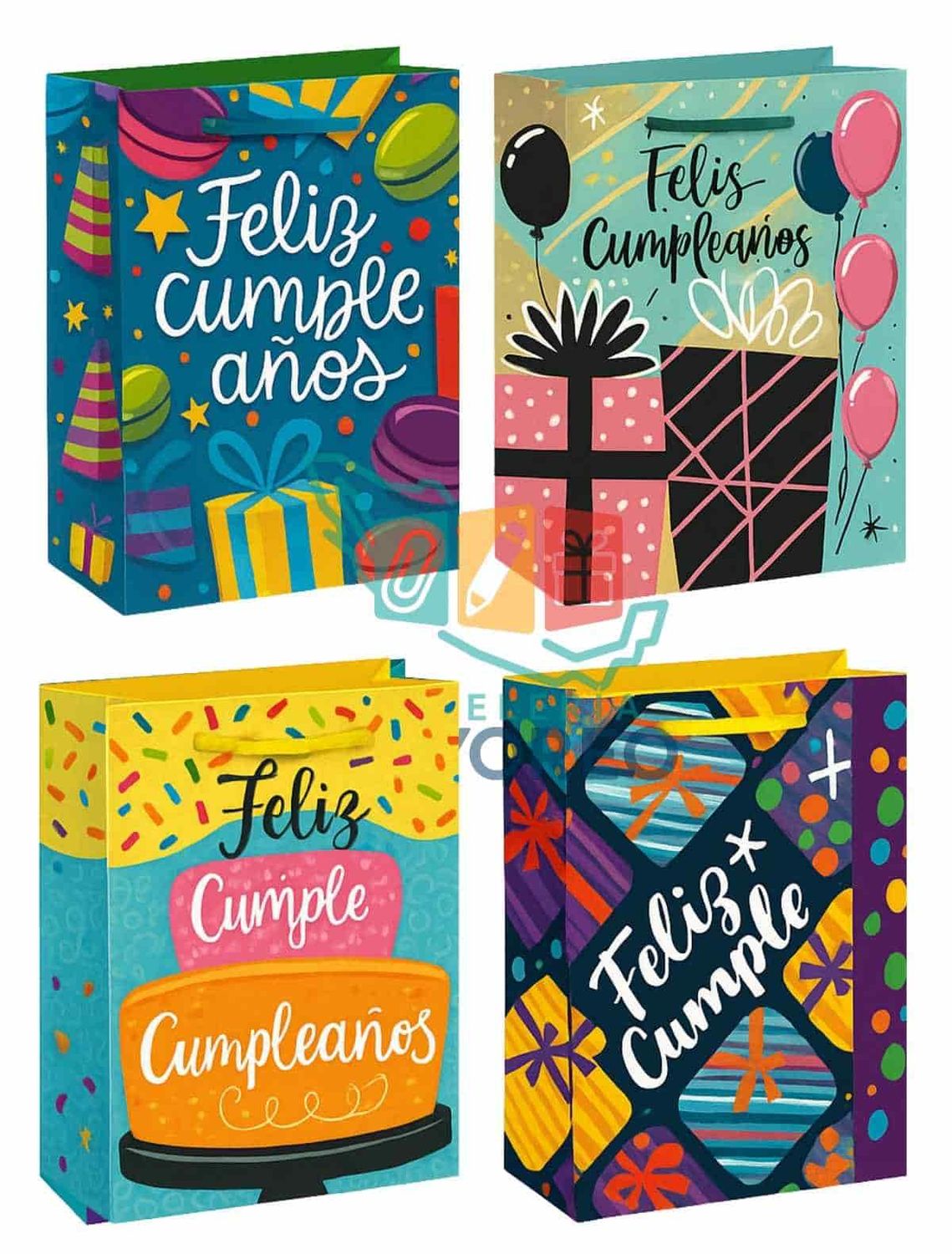 Bolsas c/8 Grandes 36×25 cm Dulce Cumpleaños