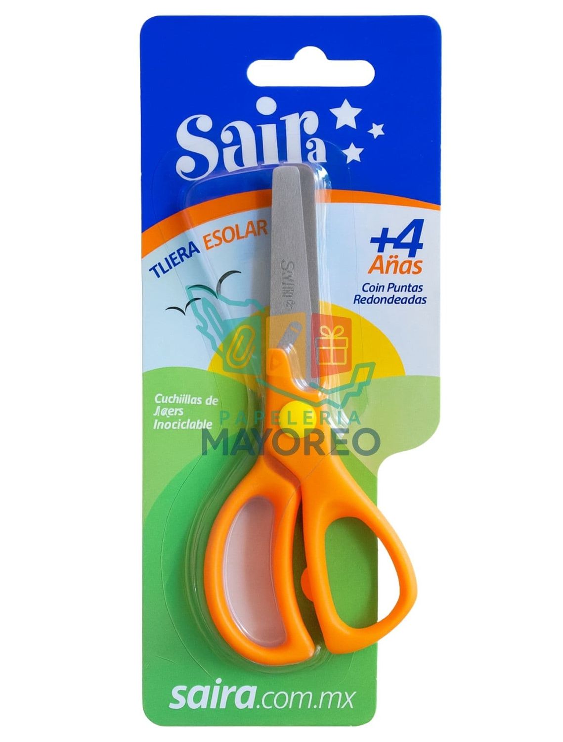 Tijera Escolar Saira TJ-012 5” Punta Roma