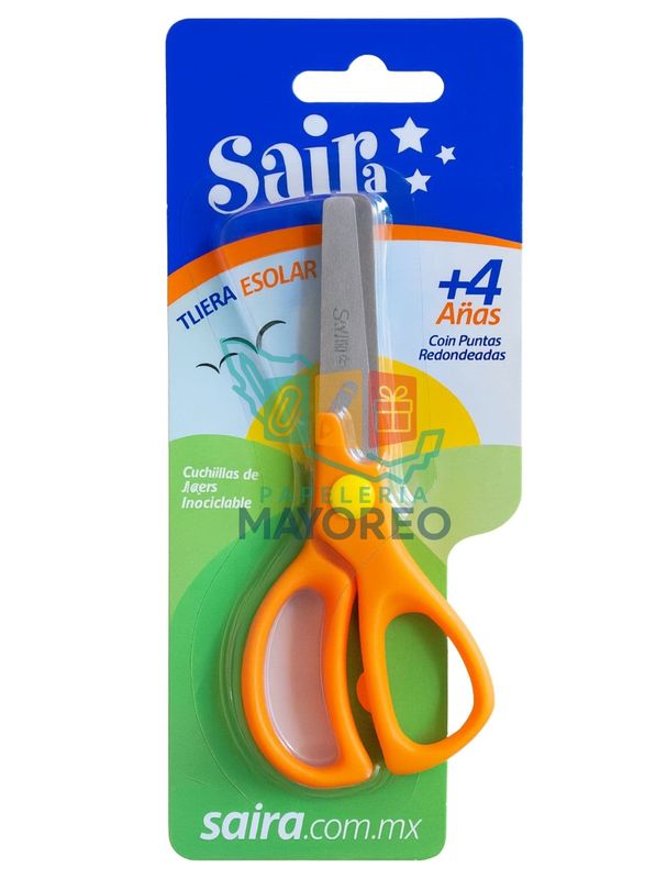 Tijera Escolar Saira TJ-012 5” Punta Roma