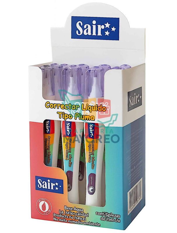 Corrector Líquido Tipo Pluma Saira Caja c/12