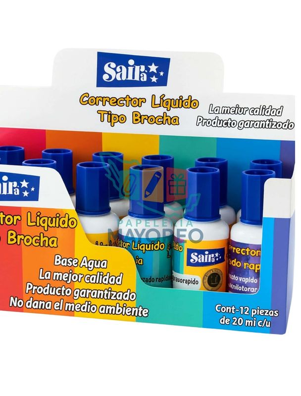 Corrector Líquido Saira Tipo Brocha – Caja c/12