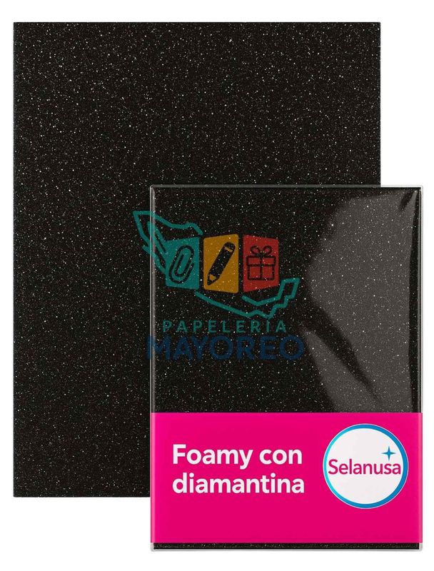 Foamy con Diamantina Negro (43×56 cm) Paq c/5