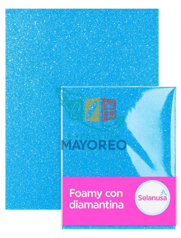 Foamy con Diamantina Azul cielo 221 (43×56 cm) Paq c/5