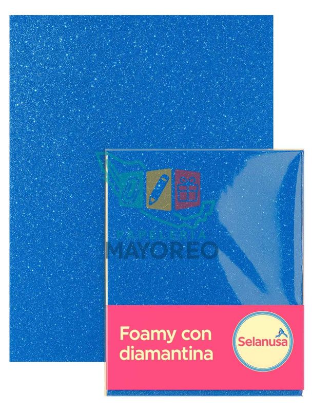 Foamy con Diamantina Turquesa 114 (43×56 cm) Paq c/5