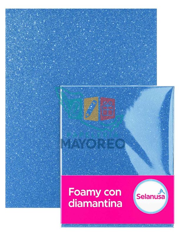 Foamy con Diamantina Azul Cielo 107 (43×56 cm) Paq c/5