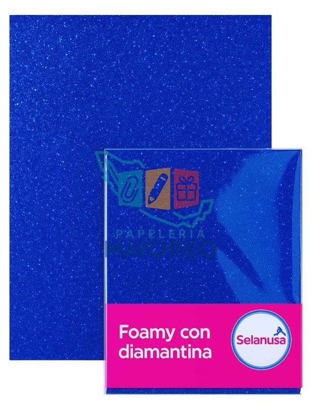 Foamy con Diamantina Azul rey (43×56 cm) Paq c/5