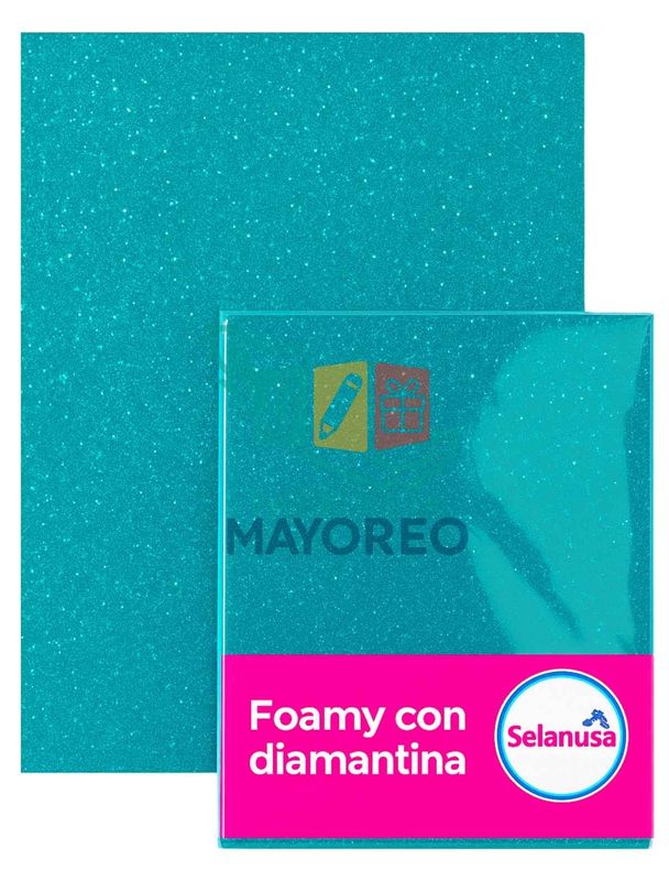 Foamy con Diamantina Verde Agua 105 (43×56 cm) Paq c/5