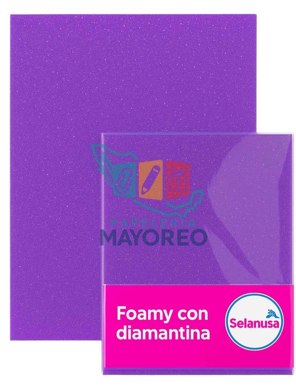 Foamy con Diamantina Morado 220 (43×56 cm) Paq c/5