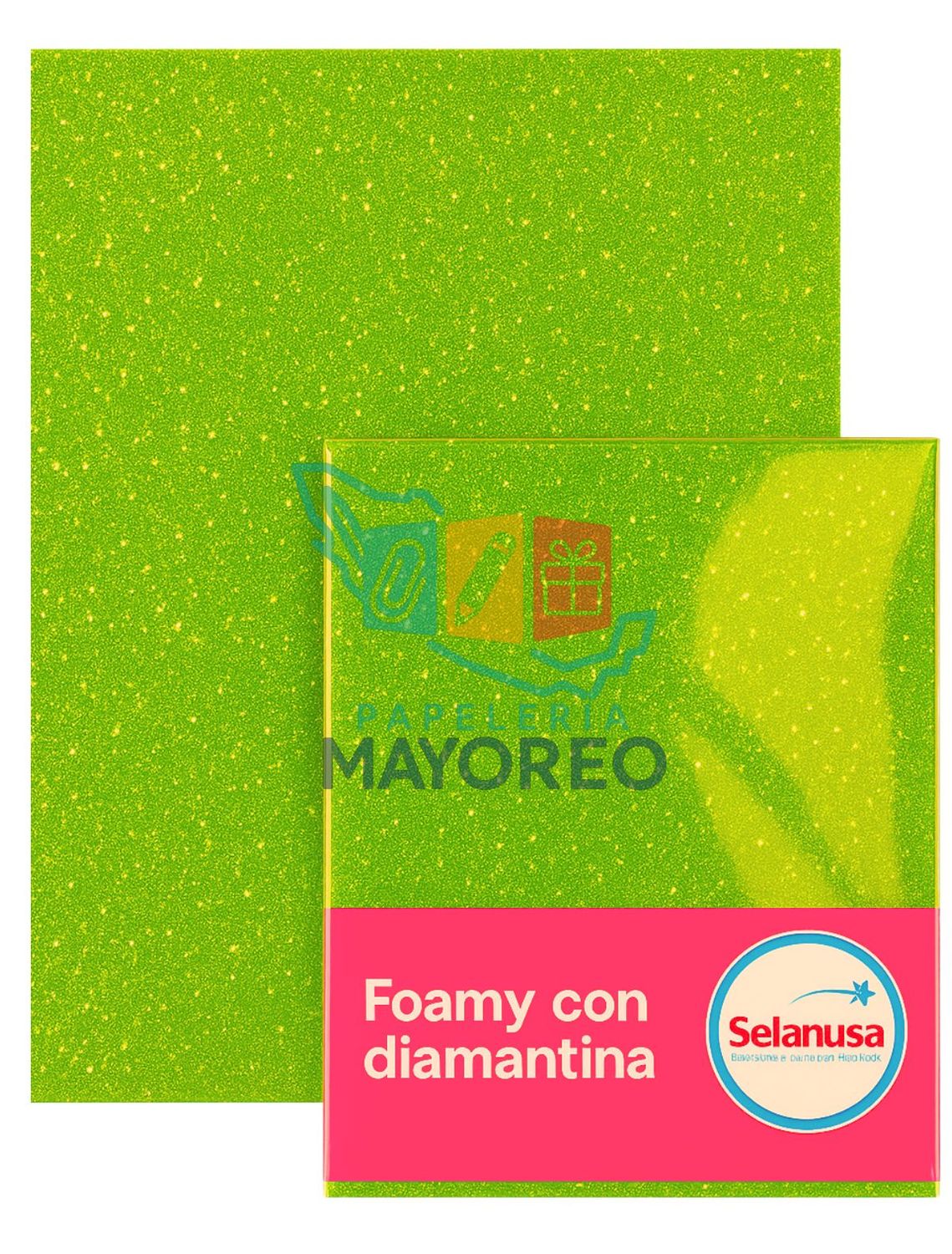 Foamy con Diamantina Verde Limon 108 (43×56 cm) Paq c/5