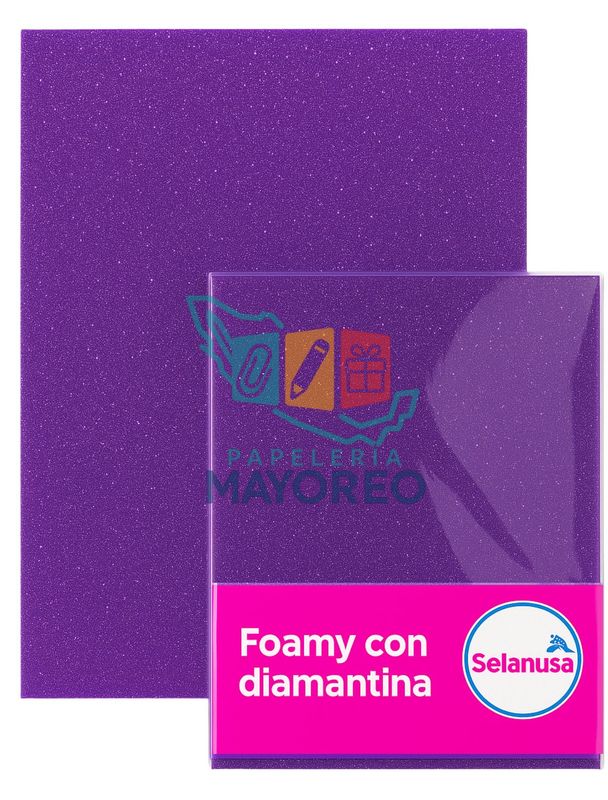 Foamy con Diamantina Morado 110 (43×56 cm) Paq c/5