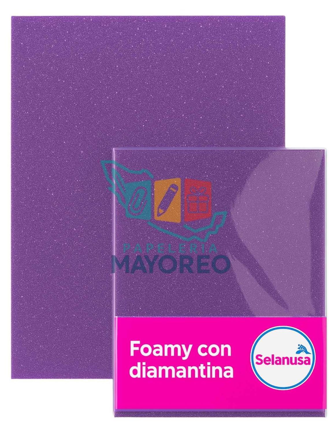 Foamy con Diamantina Lila 118 (43×56 cm) Paq c/5