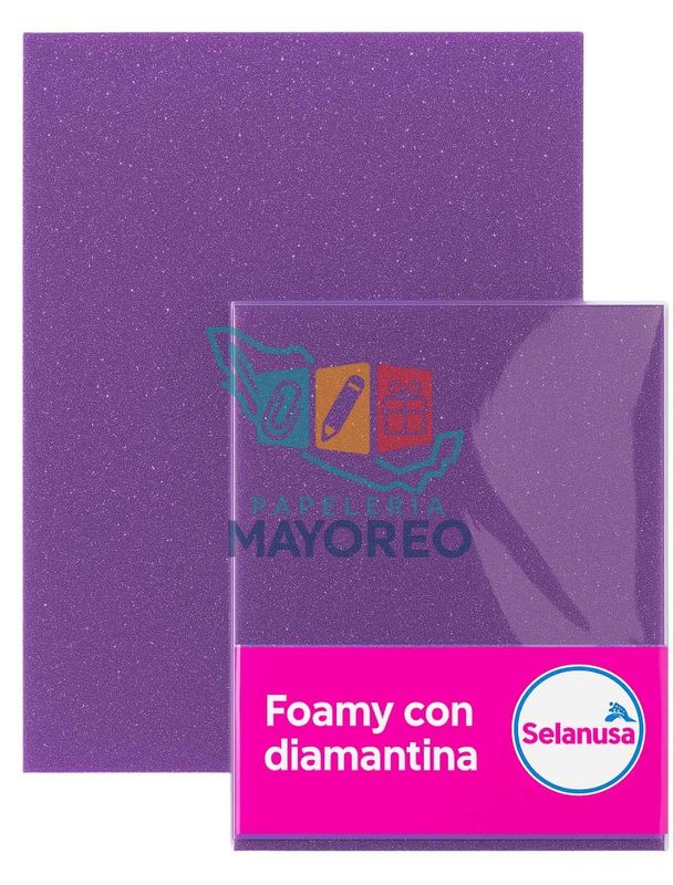 Foamy con Diamantina Lila 118 (43×56 cm) Paq c/5